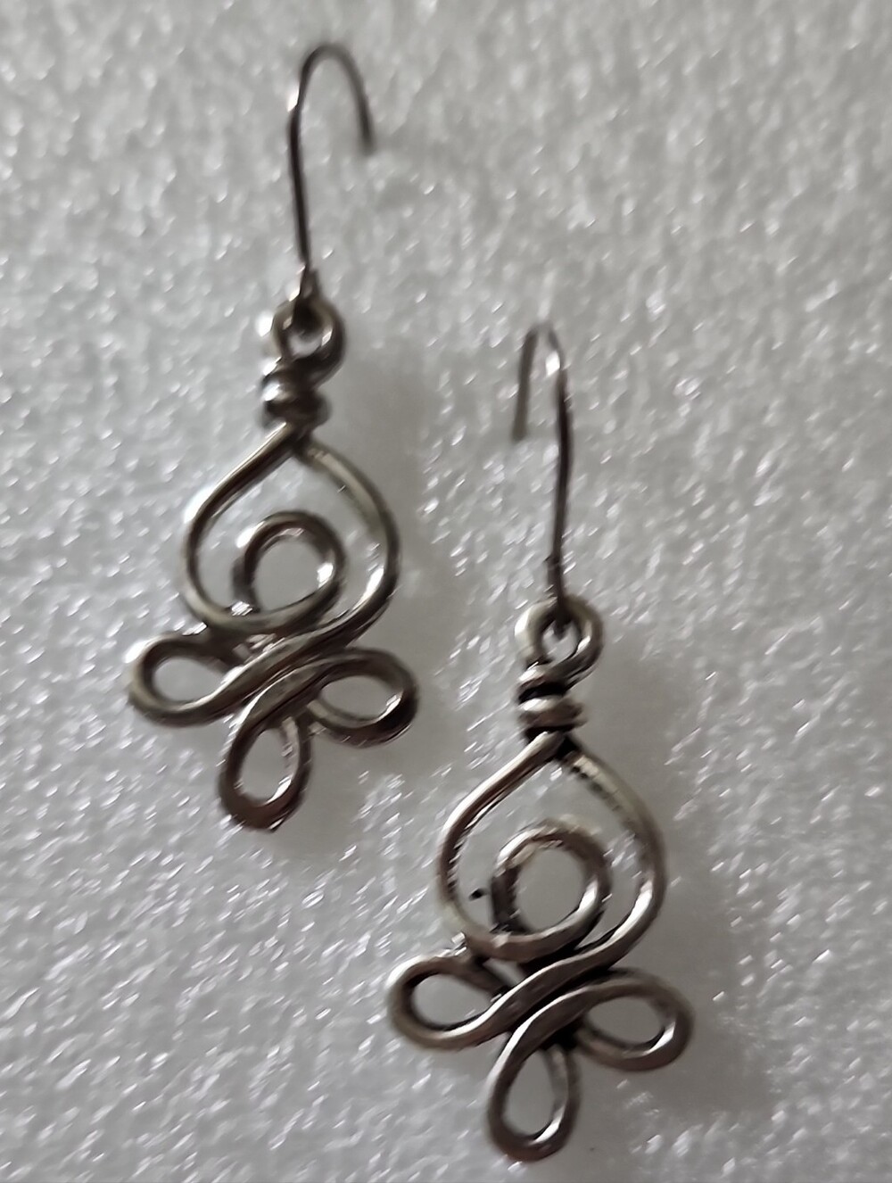 Hand Crafted Silver Loop Floral Drop Earrings